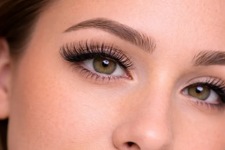Volume lash extensions application at Dubai salon